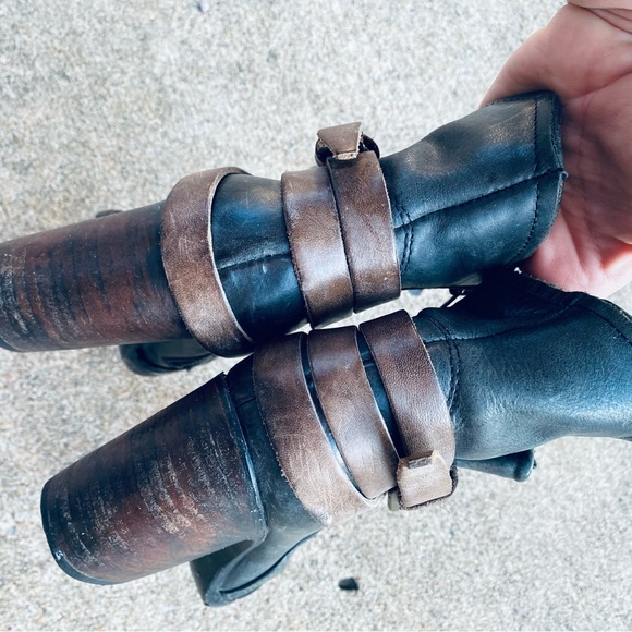 FREEBIRD | Blaze Black & Brown Leather Distressed Boots Booties Cognac 7 - Picture 6 of 9